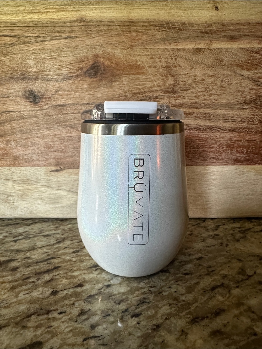 BrüMate White Iridescent Insulated Tumbler - Leak-Resistant Lid